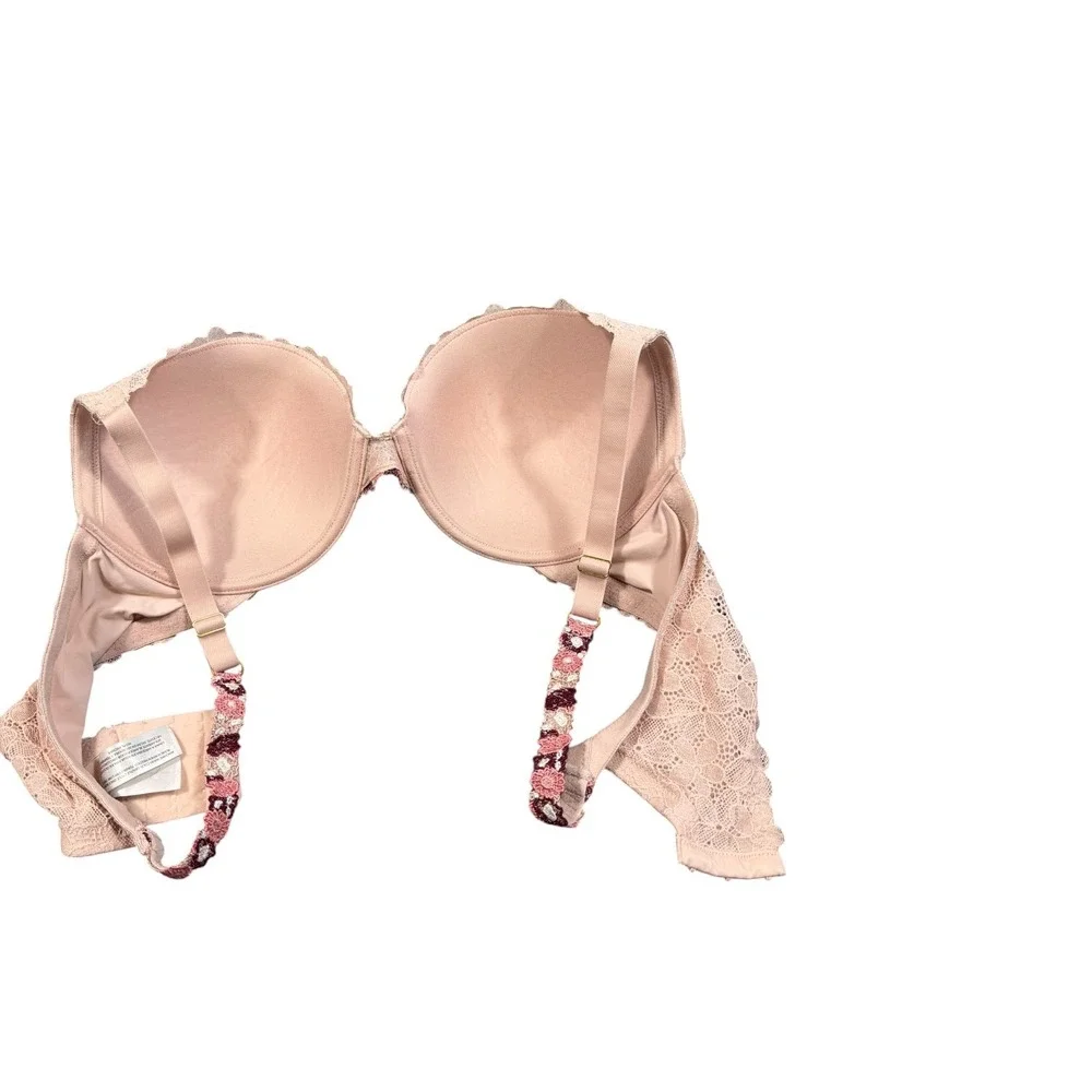 Jessica Simpson Bra Womens‎ 38D Rose Smoke Pink Lace Floral Embroidered Push Up